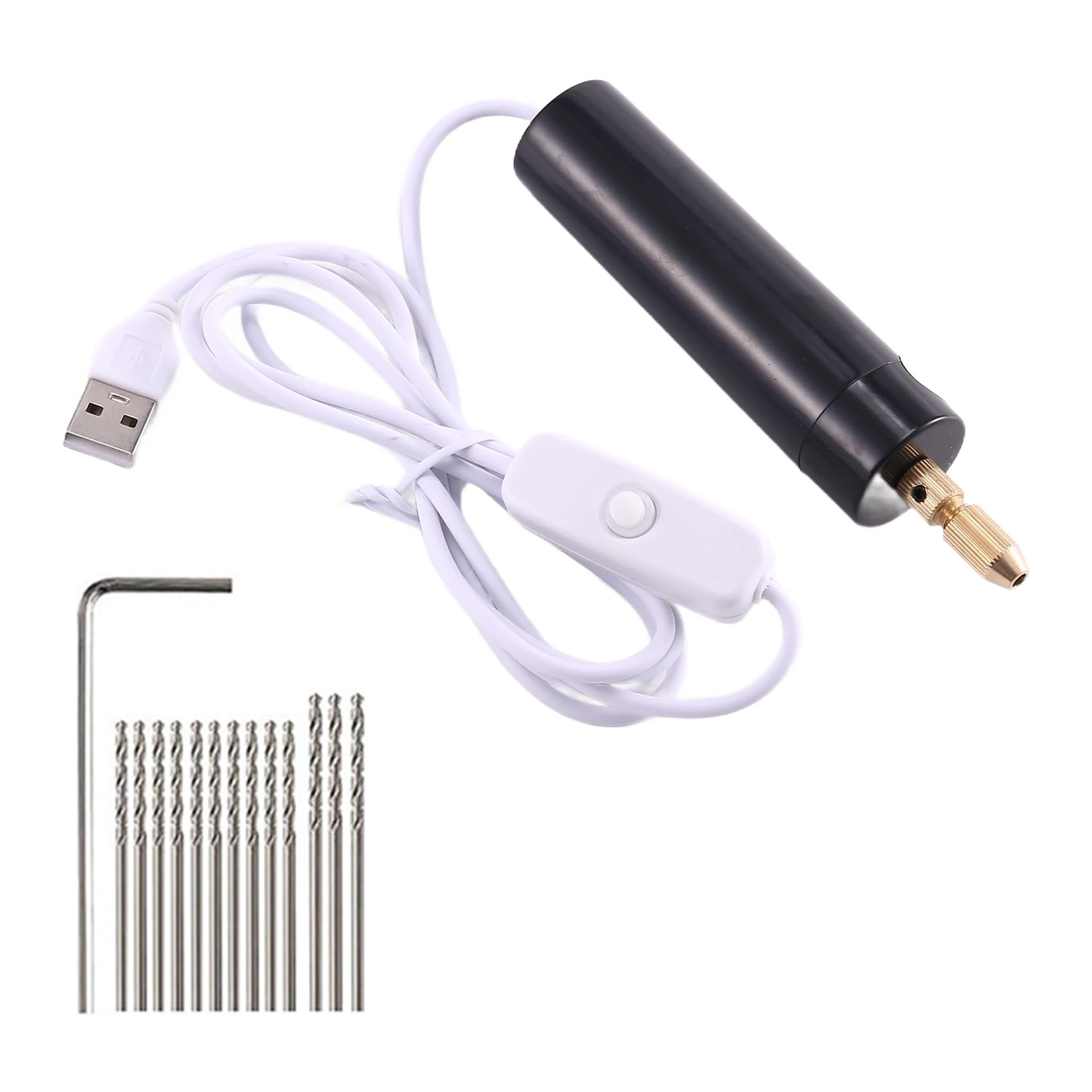 Juego de Taladro Manual MicroeléCtrico de 0,7-1,2 Mm para Resina, Mini Taladro EléCtrico para Hacer Joyas, Kit de Tornillo de Banco EléCtrico