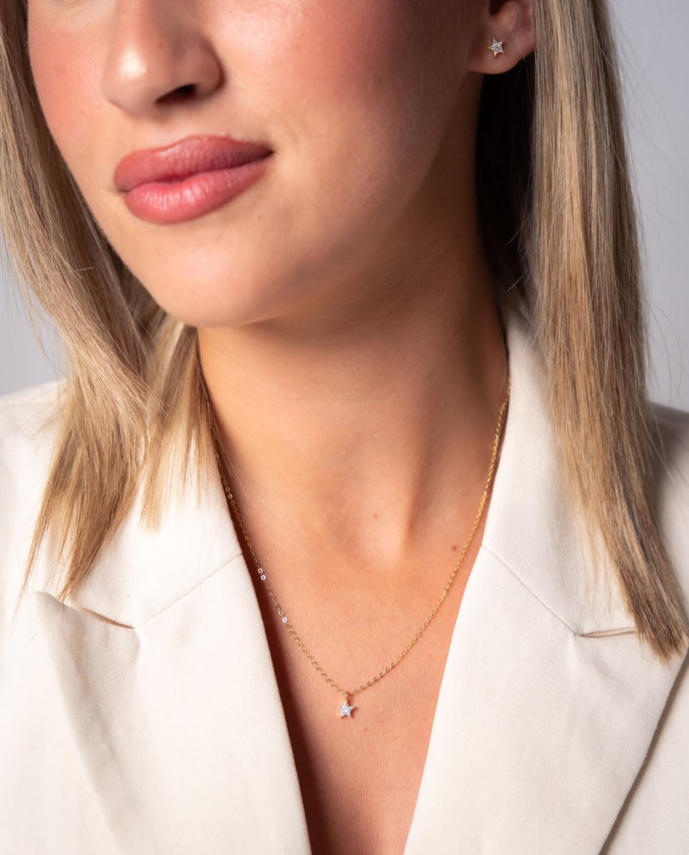 Set con ciondolo e orecchini a forma di stella in argento 925 dorato