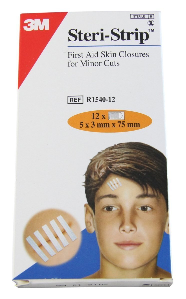 3M Set of 12 Adhesive Steri-Strip Suture Cutanes 75 cm x 6 mm