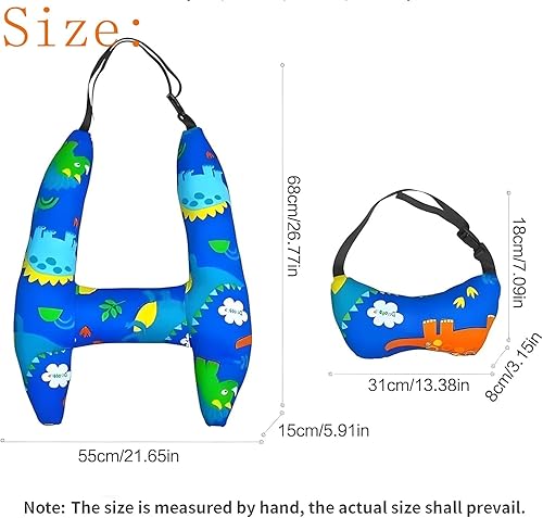 Miniatura 2 de Forma de H - Soporte para la cabeza del coche para niños, almohadas de viaje para asiento de automóvil para apoyar el cuerpo y la cabeza, almohada