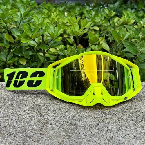 Óculos de Motocross Amarelo Fluorescente, Lente Transparente