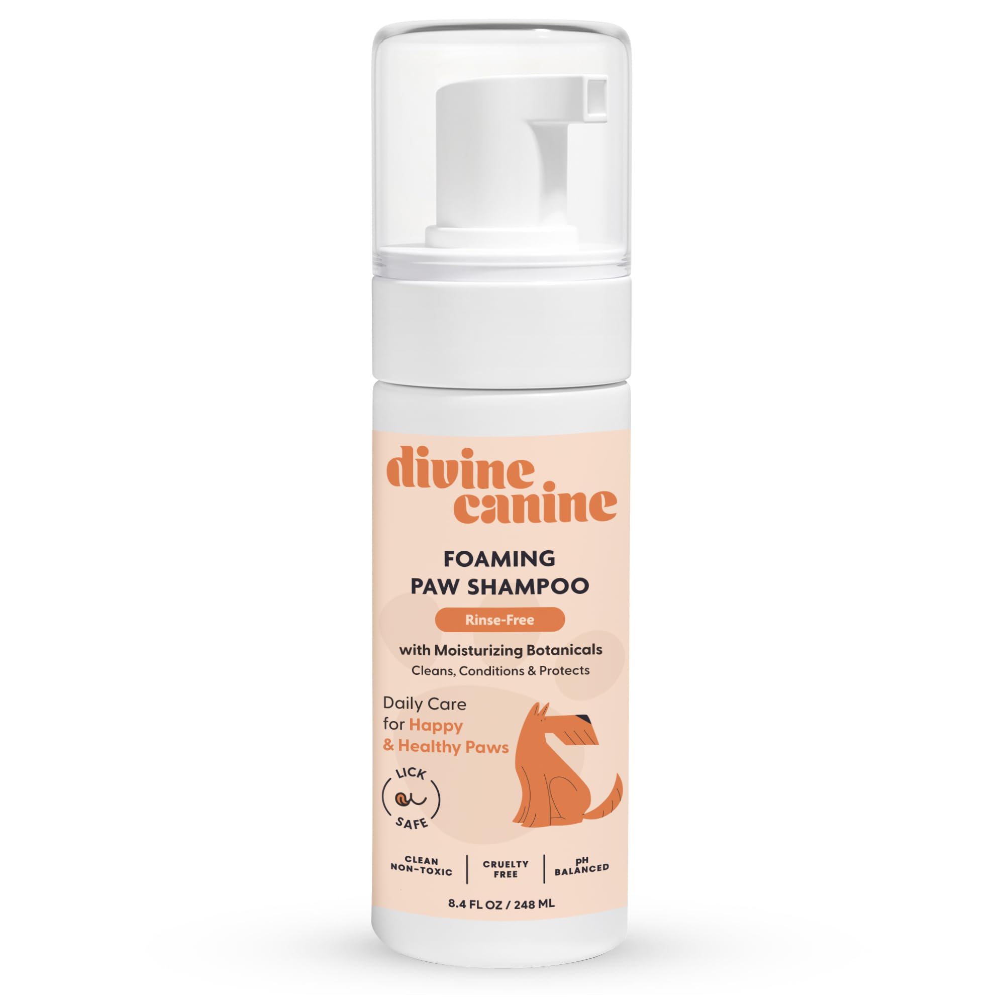 Divine Canine Foam Dog Paw Cleaner - 8.4 Fl Oz of Alcohol Free Foaming Paw Sanitizer Spritz - Made with Coconut, Aloe, Copaiba Oil, and Lemongrass Oil to Nourish and Clean Paws - Made in The USA