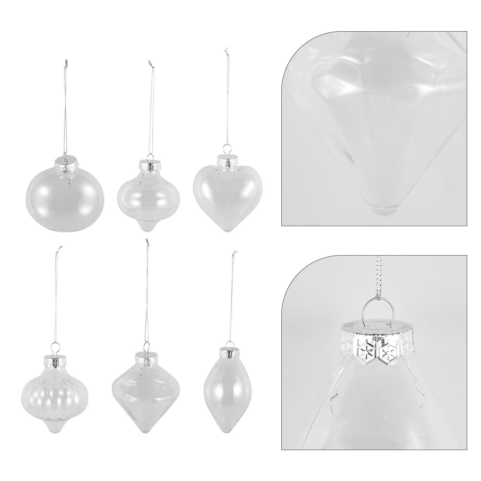 Abaodam 5 Pièces Boules Décoratives Transparentes en Plastique Pet Légères D'ampoule Ficelle Suspendue pour Décorations Festives de Noël Élégantes et Faciles à Accrocher
