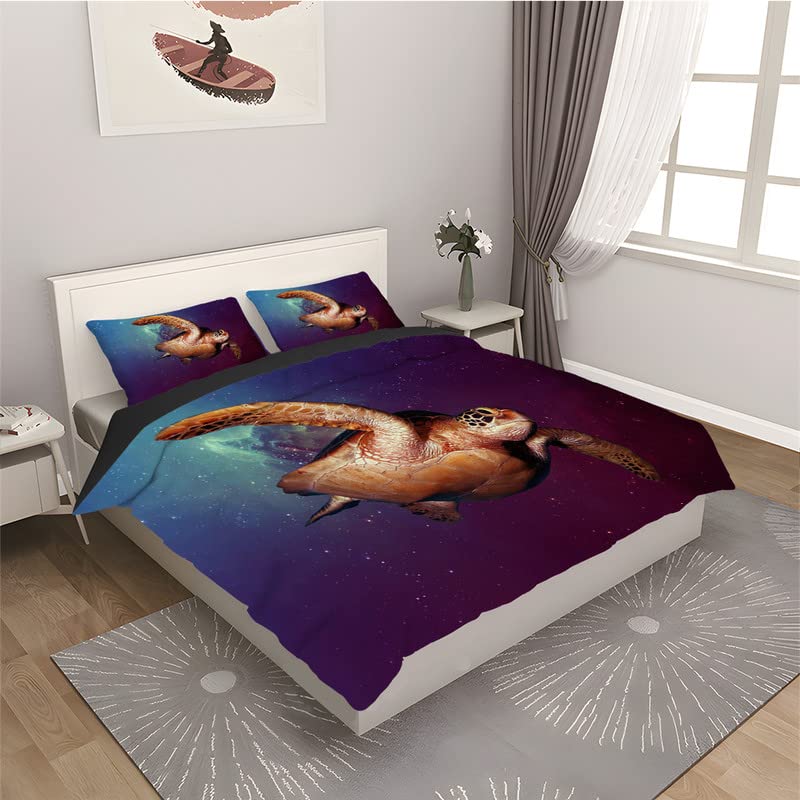 Housse de couette 160x200 violette style tortue pour une chambre d'enfant cosy - 2