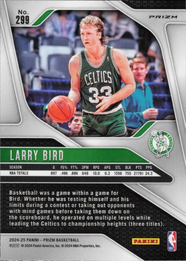 Amazon.com: 2024-25 PANINI PRIZM PRIZMS SILVER #299 LARRY BIRD