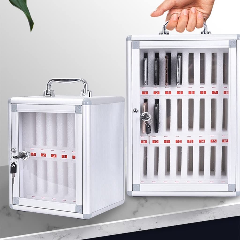 Gabinete De Almacenamiento para Teléfono Móvil con 12/24/36 Ranuras Armario De Bolsillo para Casillero para Teléfono Montado En La Pared con Manija Y Cerradura De Seguridad (Color : Silver, S : 36)