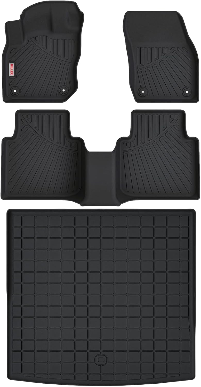 Floor Mats & Cargo Liner for 2025 2026 Volkswagen Tiguan/VW Tiguan, All Weather Protection Accessories Custom Full Set Liners Include 1st & 2nd Row Automotive Floor Mats TPE Slush Car Mats 2025-2026 VOLKSWAGEN TIGUAN