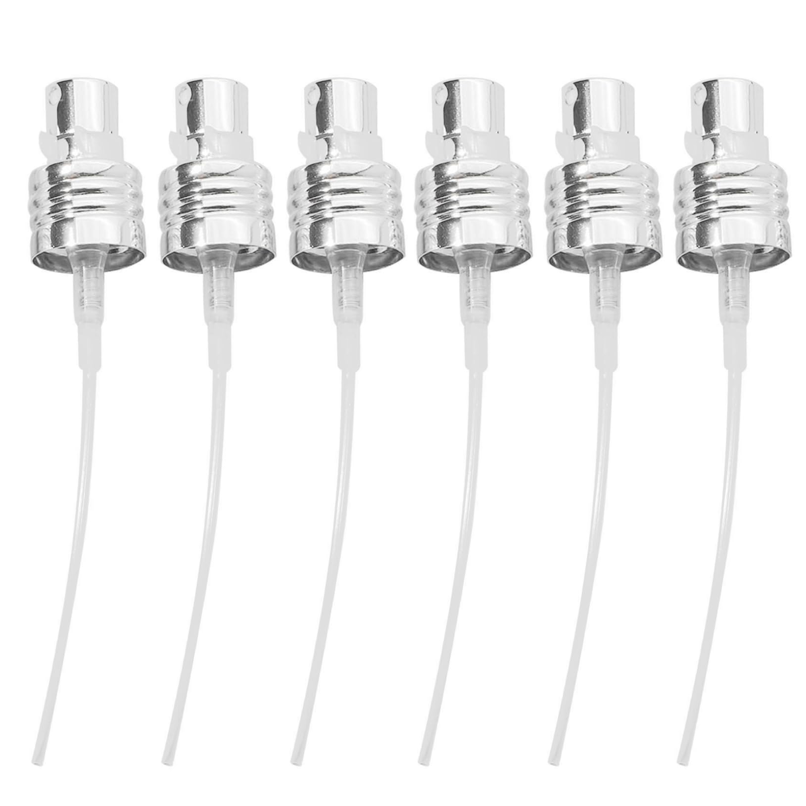Freebily 6pcs Aluminum Mist Spray Bottle Pump Tops with Tube Replacement Fine Mist Pump Sprayer for Essential Oils Toner Perfume Silver 20