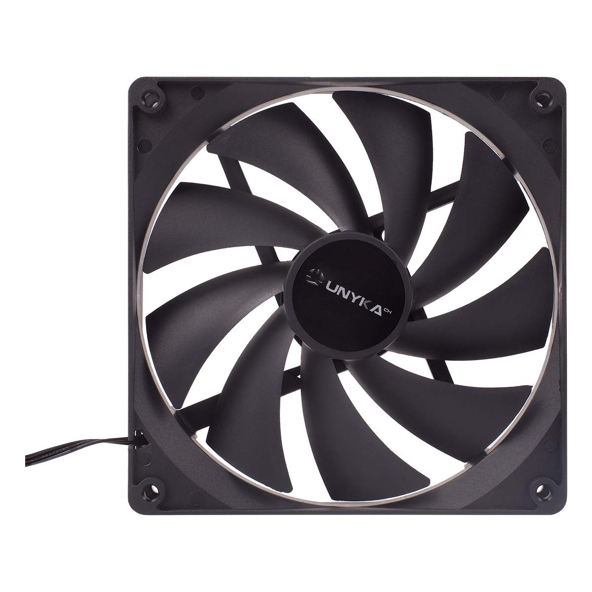 UNYKAch Quiet 140mm PC Fan - 1000 RPM, 19 dBA, 3 Pin, 12V, Black, 9 Blades, Efficient Cooling for Computer Case - PN: 51790