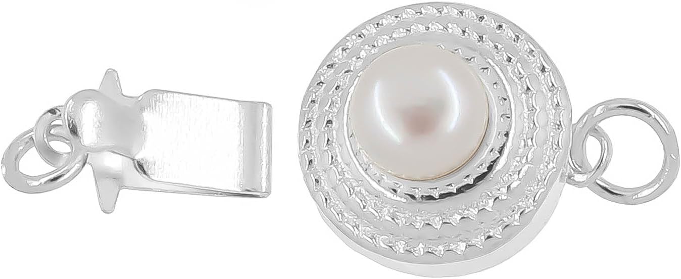 Genuine Pearl in Sterling Silver 1-Strand Pearl Box Clasp for Necklace or Bracelet - Image 3