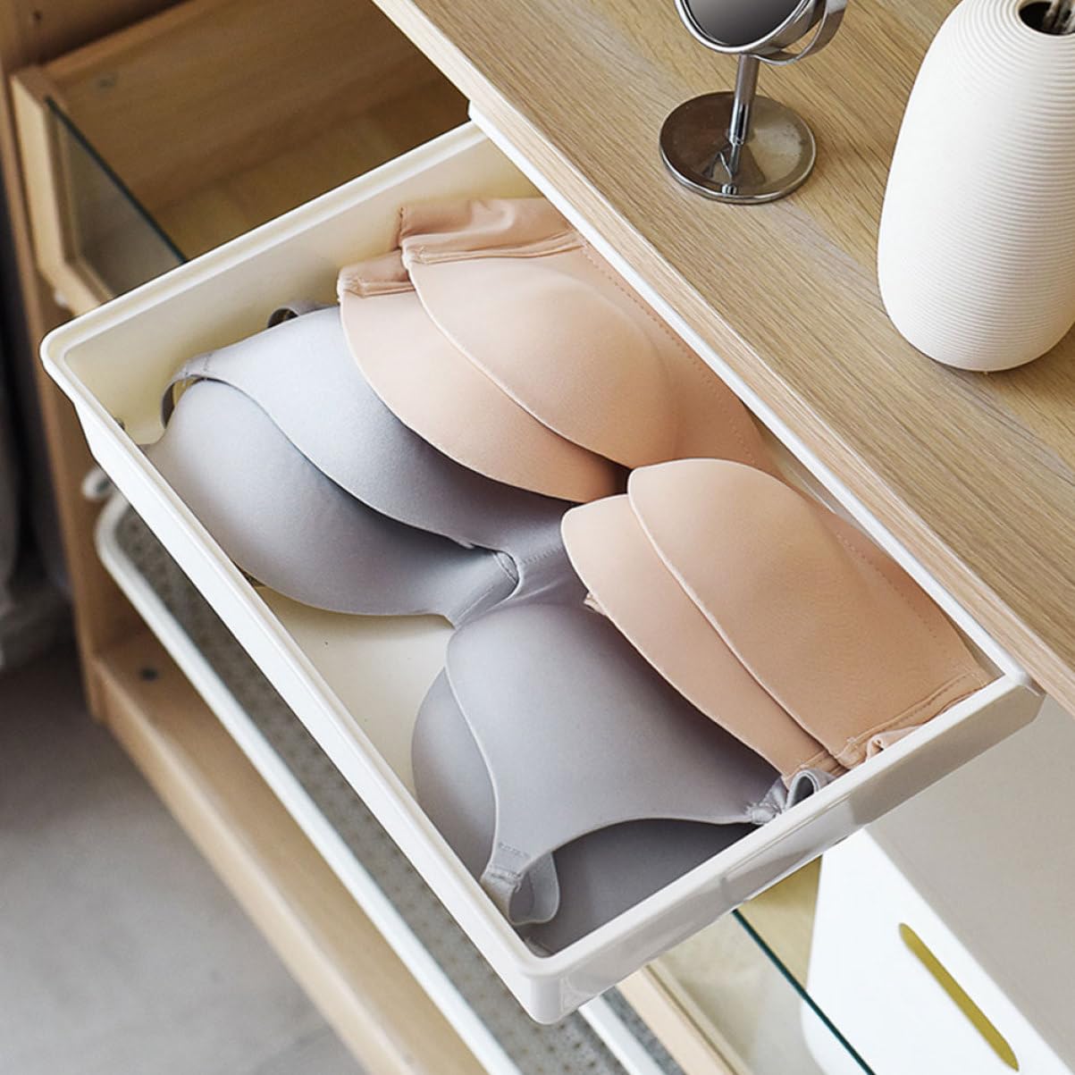 STOBOK Scatola Porta Oggetti in Plastica Resistente per Organizzatore Sotto la Scrivania Contenitore Salvaspazio per Cancelleria Strumenti Cosmetici