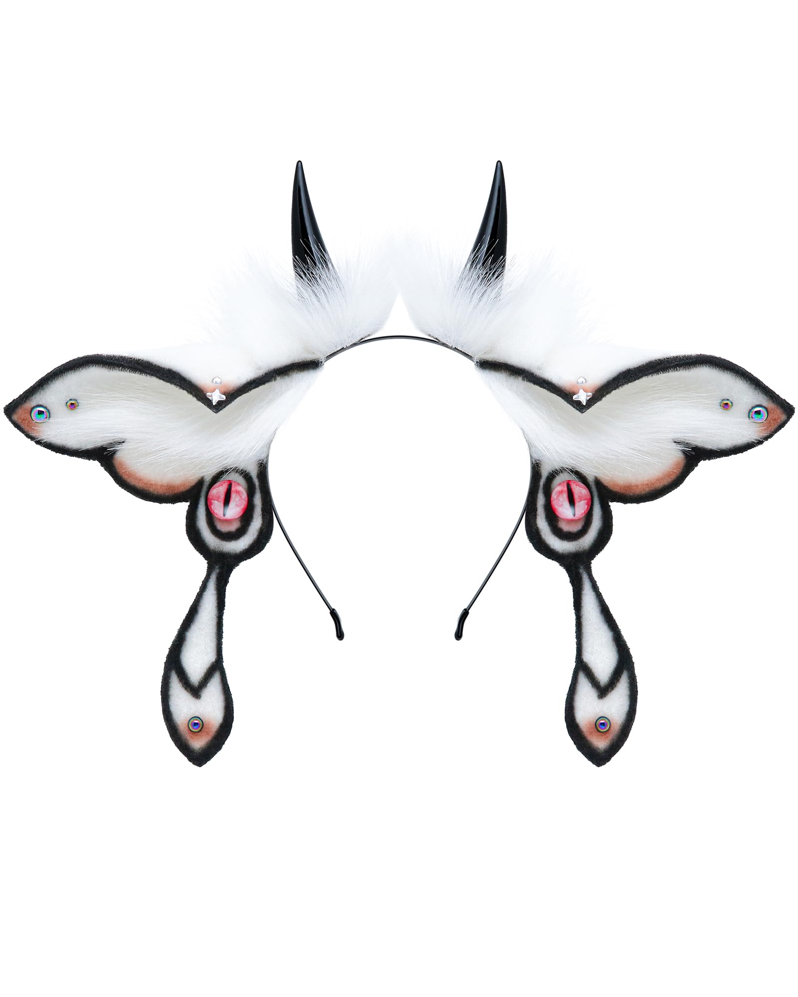 ZFKJERS Realistic Furry Animal Ears Headband Fantasy Creature Ears Cosplay Accessory for Halloween (Moth Black)