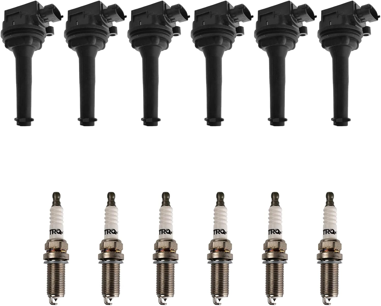 TRQ Ignition Coil and Spark Plug Kit 12 Piece Iridium Spark Plugs Compatible with 2000-2005 Volvo S80 2003-2005 XC90