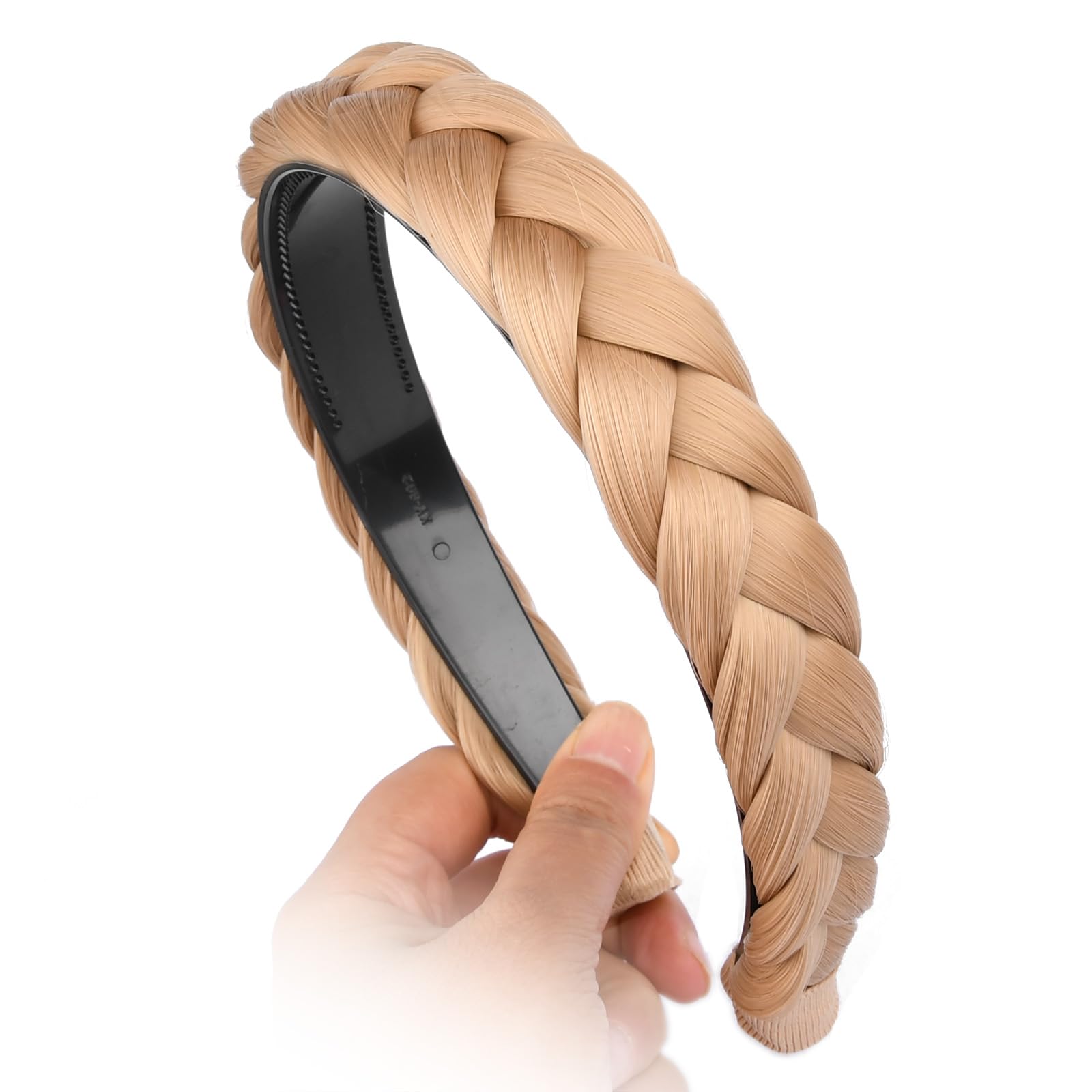 Gledola Braided Headband With Teeth Braids Hairband With Tooth Synthetic Hair Band Plaited Hairband For Women (Champagne) - Image 4