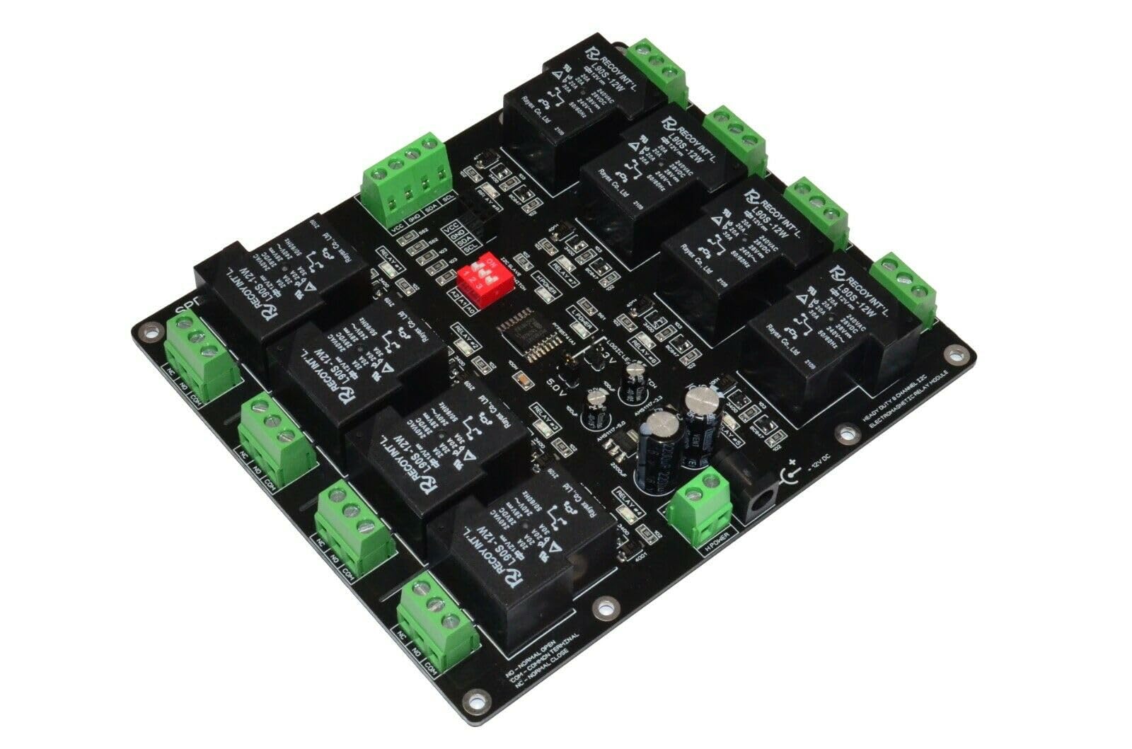 HD30A 8 Channel I2C Electromagnetic Relay Module 12V PCF8574 Arduino Raspberry Heavy Duty Industrial Type 30A