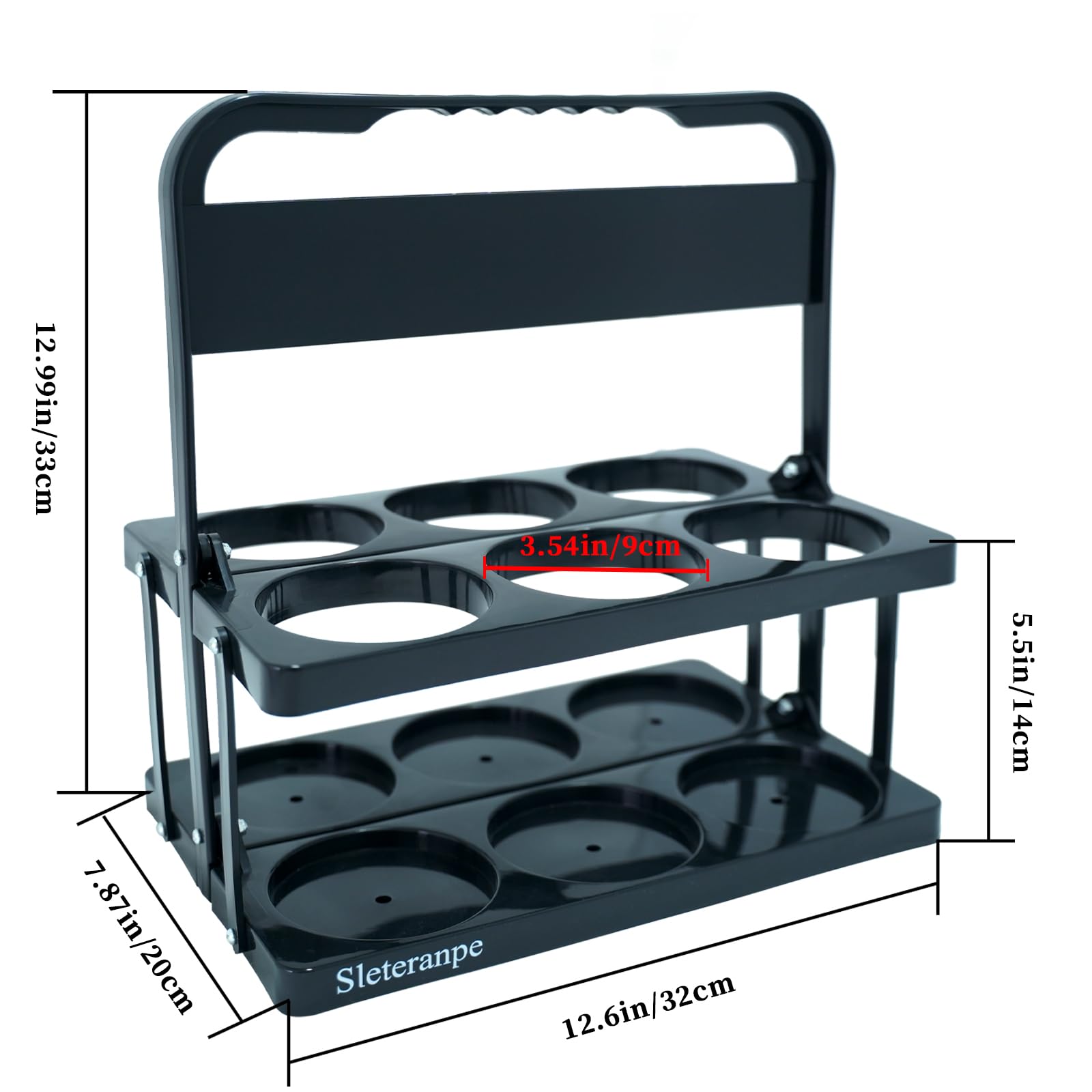 Portabevande con manico per 6 tazze, pieghevole, riutilizzabile, per bevande grandi, accessori per la consegna per Doordash/Ubereats/Grubhub, porta bevande portatile, nero