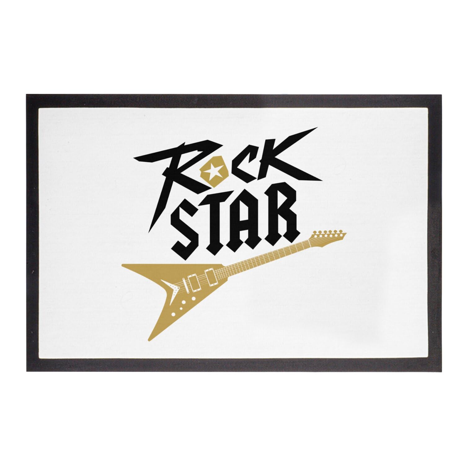 Paillasson guitare instrument musique rock star blanc tapis entrée 75x50