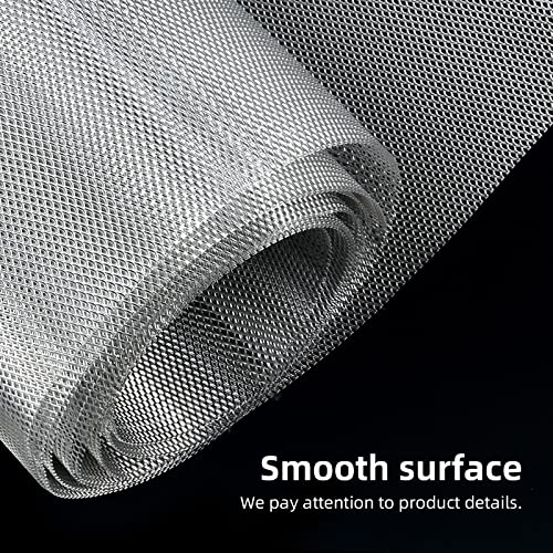 Image of AggAuto Universal 170 inchx40 inch Car Grill Mesh - Aluminum Alloy Automotive Grille Insert Bumper Rhombic Hole 3x6mm, One of the Most Multifunctional Shape Grids Silver