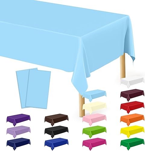 Miniatura 63 de Paquete de 4 manteles desechables de plástico para fiestas, 54" x 108" manteles rectangulares blancos y dorados, mantel impermeable para mesas Punto