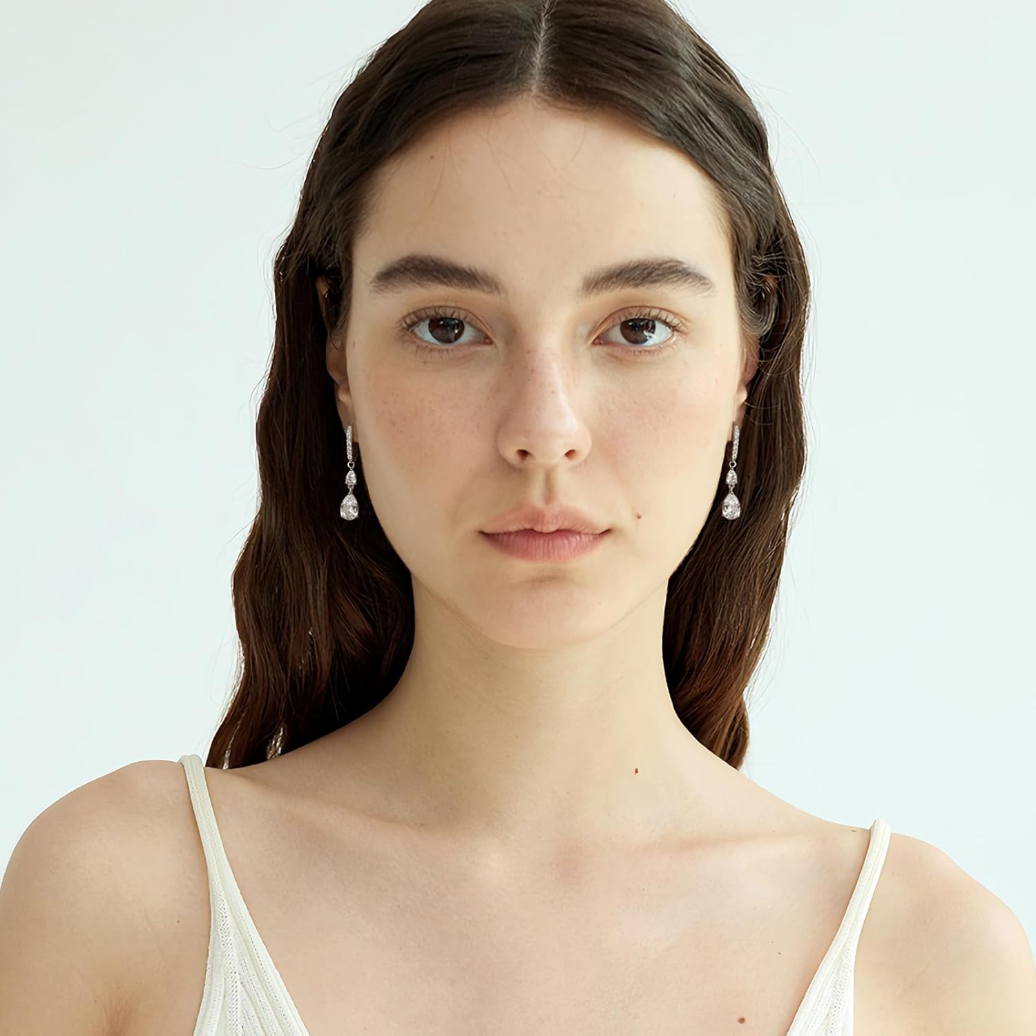 Dainty Gold Plated Huggie Hoop Earrings Trendy Imitation Cubic Zirconia Diamond Dangle Drop Earrings Hypoallergenic Jewelry for Women - Image 3