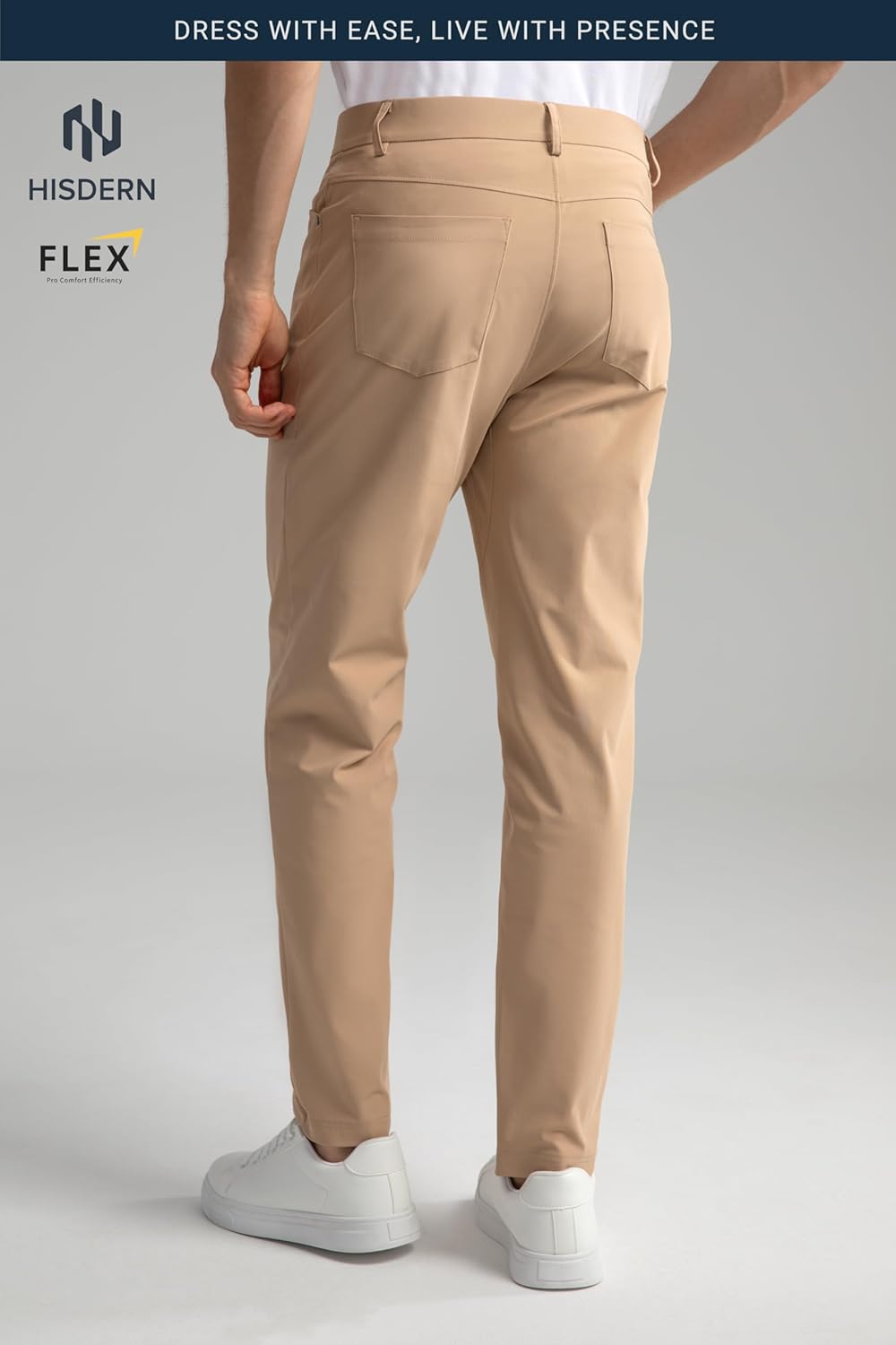 HISDERN Flex 503 Men's Slim Fit 5-Pockets Golf Pants 30"/32"/34" Stretch Quick Dry for Business Casual - Image 2