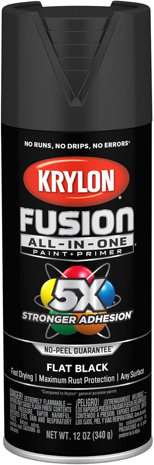 Krylon Fusion All-In-One Adhesive Spray Paint for Indoor/Outdoor Use, 12 oz, Black