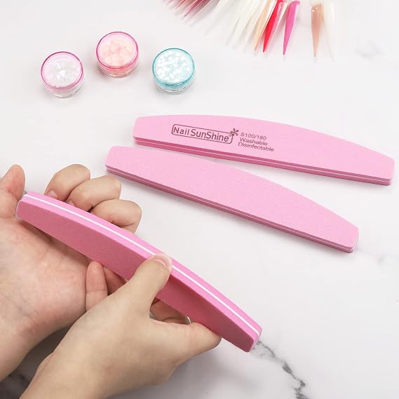 35 Count 100/180 Grit Nail Files and Buffers Kit, Reusable Sanding Buffing Blocks Sponge File Double Sides Emery Boards