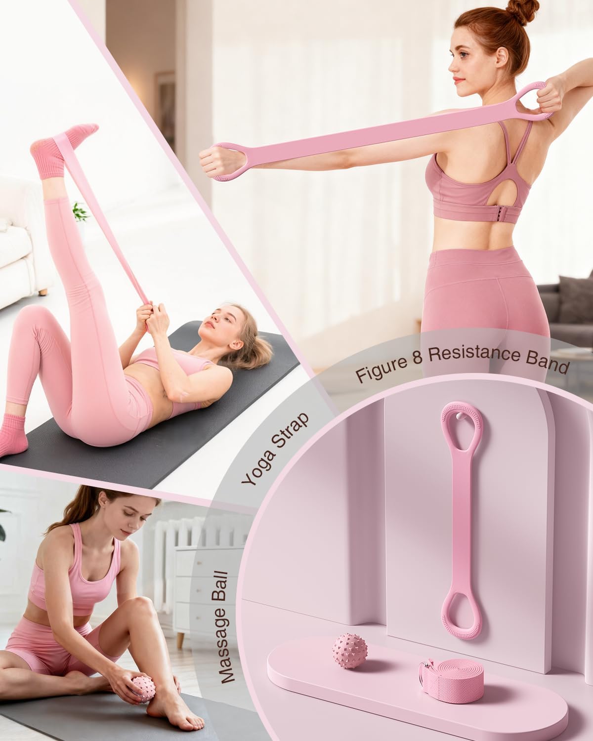 Pilates kit for Women Home Workout, Pilates Equipment Ring and Ball Set with 3 Fabric Resistance Bands, Massage Ball, Pilates Starter Kit for Strength, Toning, Including Workout Guide - Image 7
