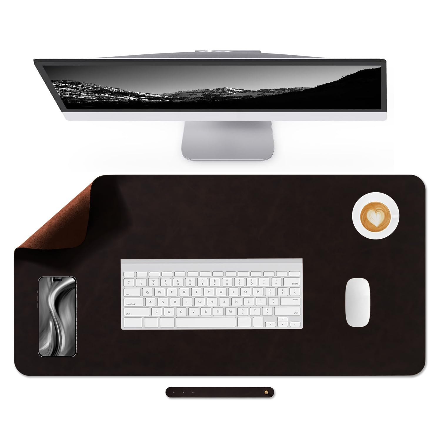 Lllunimon Desk Pad Soft Crazy Horse Leather Large Mouse Pad Waterproof Computer Laptop Keyboard Mousepad Mat Table Blotter Protector for Office and Home (Dark Coffee, 80x40cm) โ image 1
