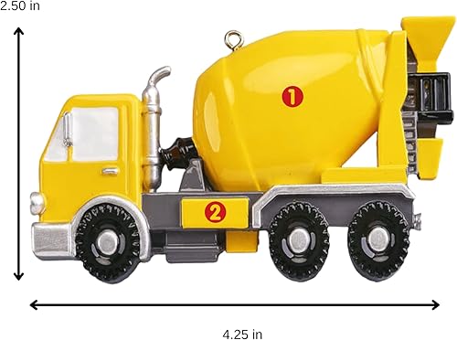 Miniatura 3 de Lydia Gifts Adorno personalizado para árbol de Navidad 2024 para niños, adornos de camiones de cemento personalizados Feliz Navidad, recuerdo