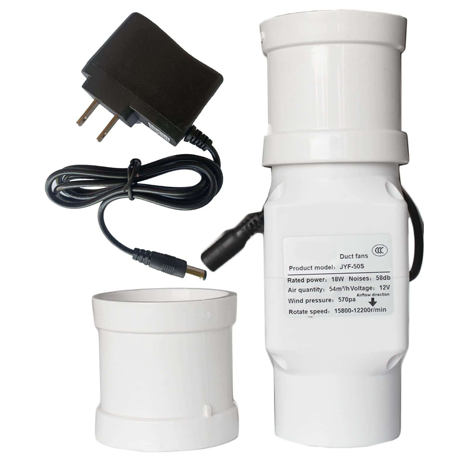 Wentylator wyciągowy 2", 12 V, wysoka prędkość wiatru, mini wentylator liniowy 50 mm, 32 cm3, do szklarni, zwierząt domowych, łazienki, namiotu, pokoju, piwnicy