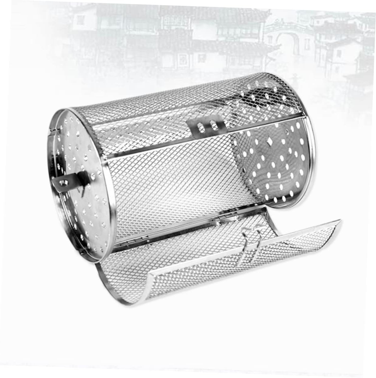 Stainless Steel Roasting Drum Rotating Grill Rack Bbq Rotisserie Accessory for French Fries Corns Nuts