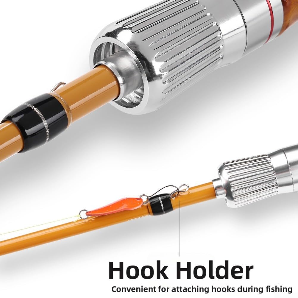 Canna da pesca telescopica compatta da 1,5 metri in fibra di carbonio a 32,5 cm per lancio di esche da esterno portatile Tackle legno tono