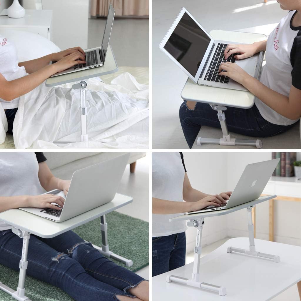 Hоlіdау Dеаlѕ 🛒 Neetto Height Adjustable Laptop Bed Table, Portable Lap Desk with Foldable Leg, Breakfast Tray for Eating, Notebook Computer Stand for Reading Writing on Bed Couch Sofa Floor - Honeydew