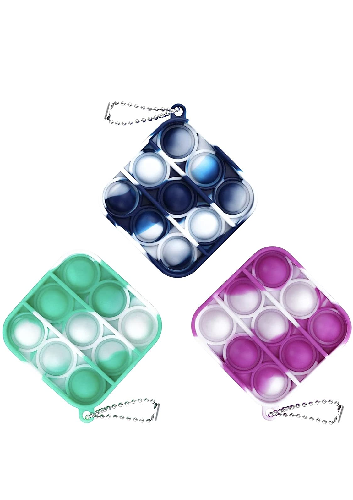 Mini Push Pop it Bubble keychain holder Fidget Stress Relief Toy- Random color (one piece)