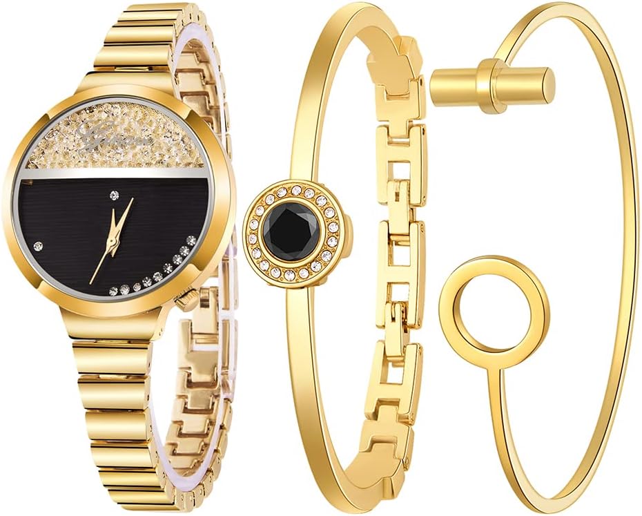 Women Watch and Bracelet Set Stylish Wrist Watch for Women Luxury Watch and Bangle Set Birthday Gifts for Ladies