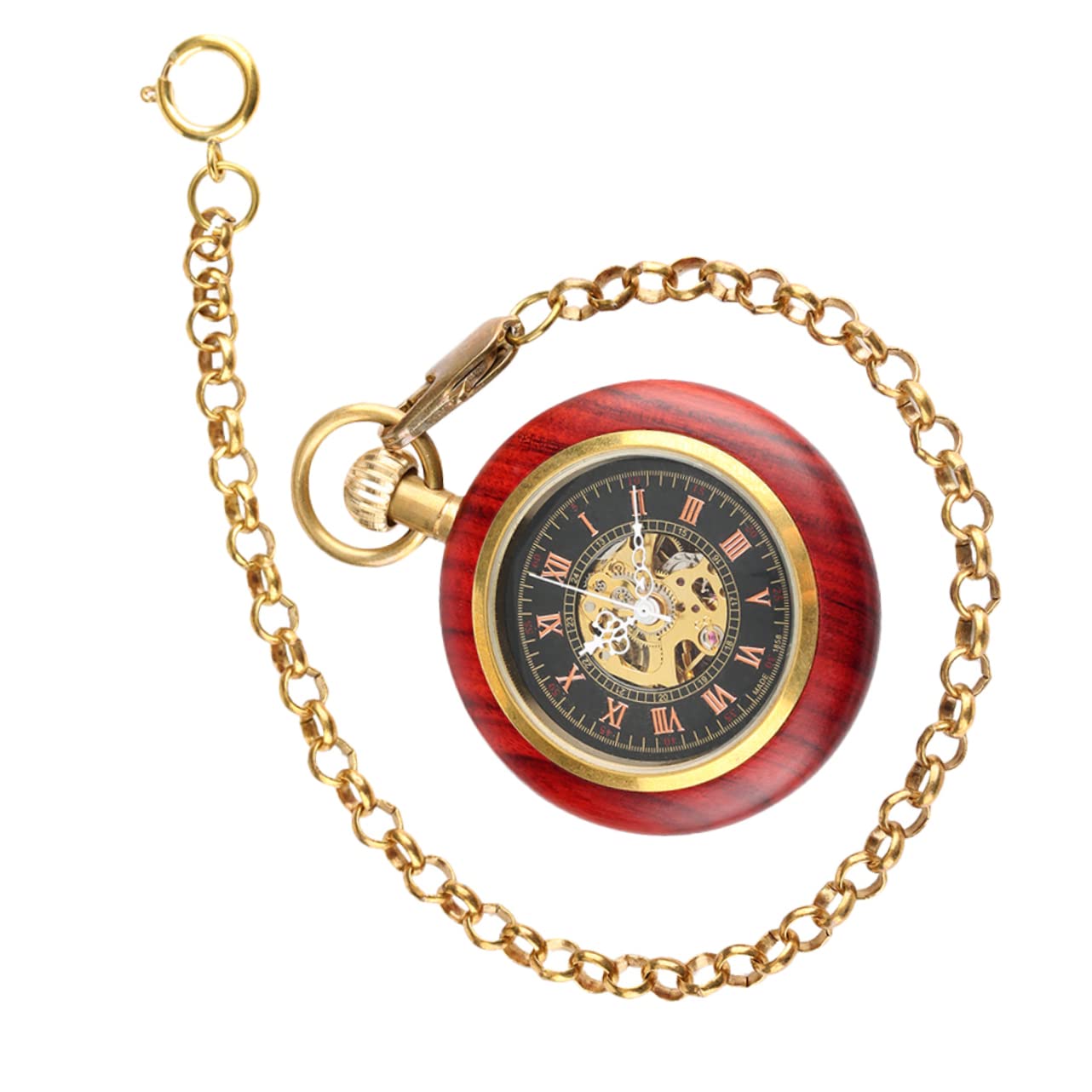 Healvian Reloj de Bolsillo Antiguo de Diseño Retro con Numeración Romana Reloj Colgante Accesorio Práctico para