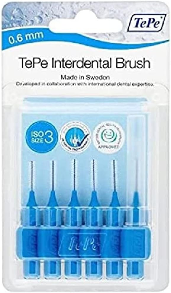TePe Pack of 6 Blister Interdental Brushes Blue 0.6mm Amazon.co.uk