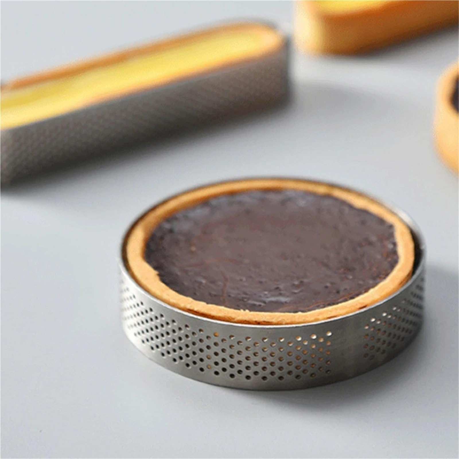 Anillo Para Tarta 12 Uds. Molde de anillo de Mousse de acero inoxidable, anillo Circular for tarta, molde ovalado for pastel, queso, pastel de fruta perforado, molde for hornear pasteles de cocina Ani