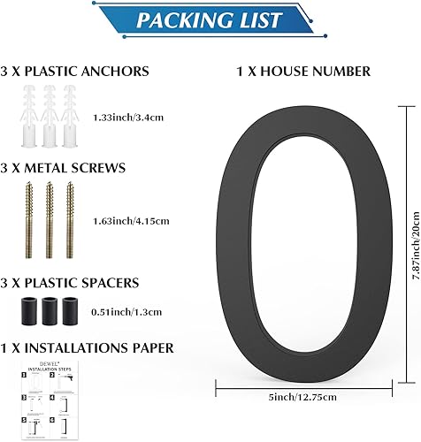 Miniatura 7 de DEWEL Números de Casa Flotantes Grandes de 8 Pulgadas para Exterior, Números de Dirección de Casa Modernos Negros para Decoración de Señalización de