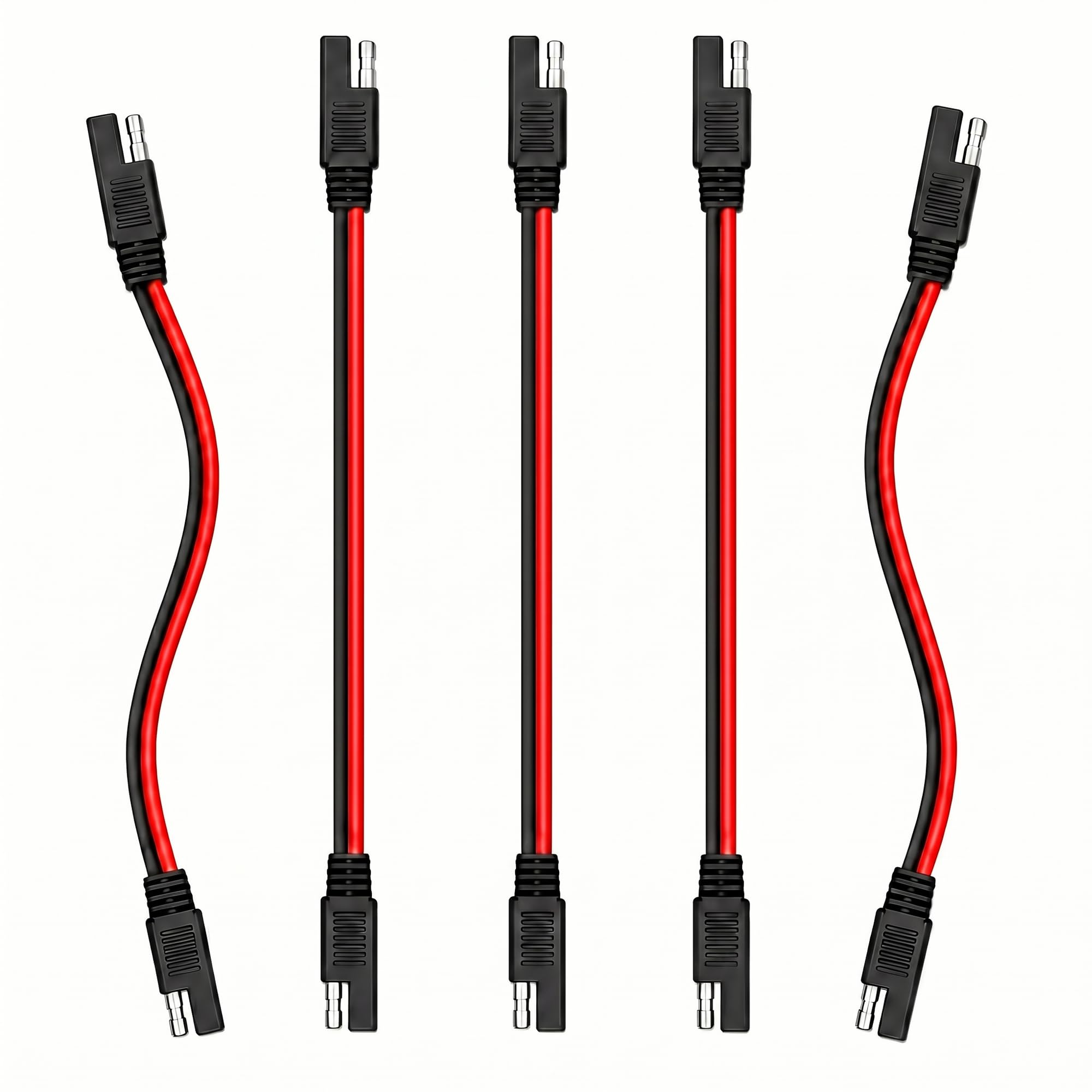 Glattol 5 Pack 12" 12 Gauge 2 Pin Quick Disconnect Audiopipe Polarized Wire Harness, Heavy Duty SAE Connector Bullet Lead Cable
