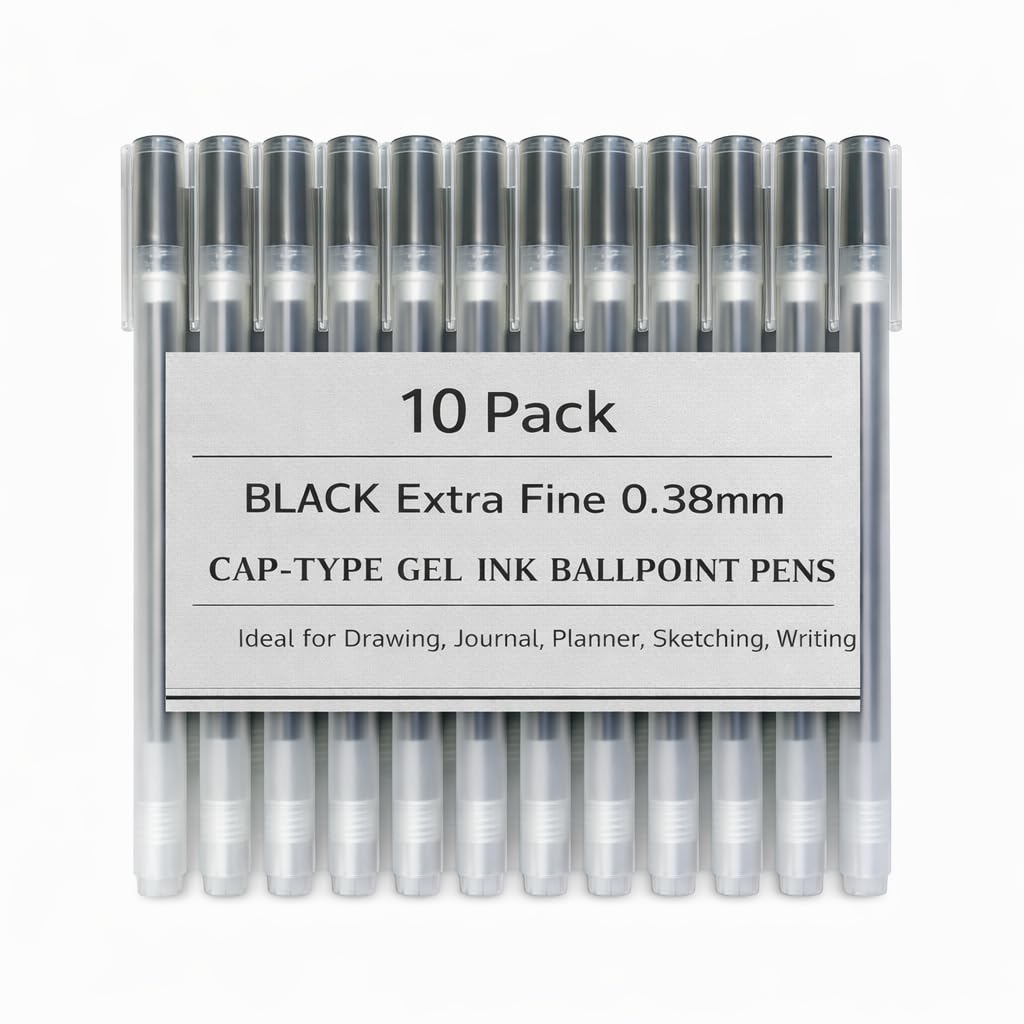 Muji 0 38 mm Pen Smooth Gel Ink Ballpoint Pens - Fine Tip Black Ink Cap Type -