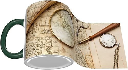 Miniatura 3 de Taza de café vintage con brújula y brújula de cerámica con asa, tazas de té, tazas para café, tazas de beber, regalos para mujeres y hombres, tazas