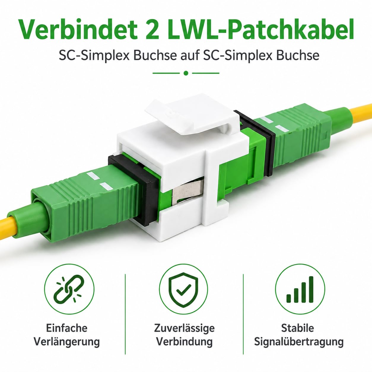 3 connettori Keystone fibra ottica OS1 OS2 APC SC-Simplex femmina monomodale verde