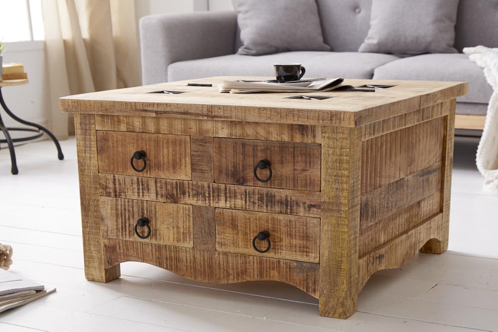 Couchtisch IRON CRAFT 70cm - natur - Holz - handgefertigt robust