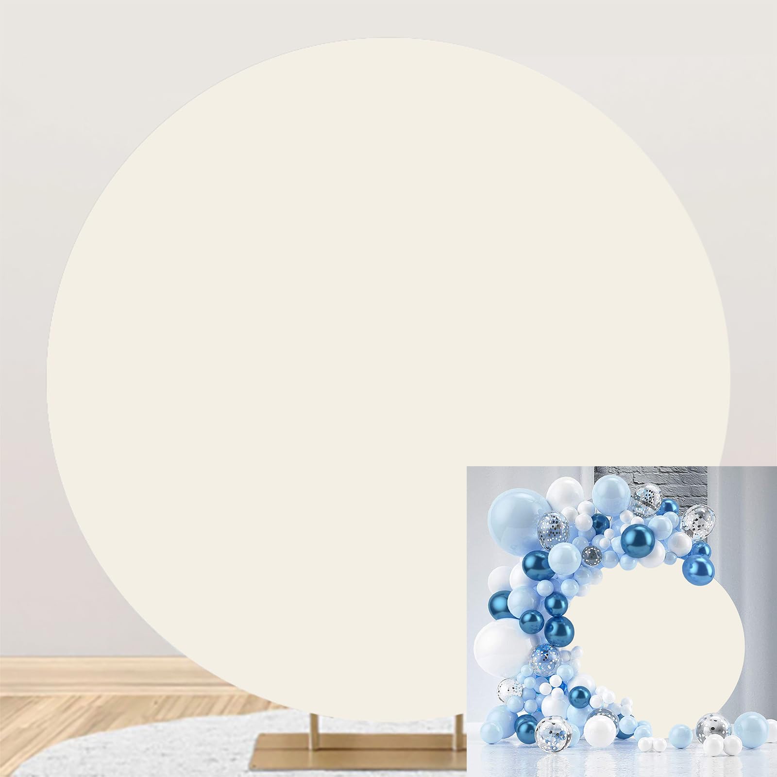 200cm runde beige Fotohintergrundkulisse für Jungen und Mädchen Geburtstag Babyparty Taufe Fotohintergrund (ohne Bogen), Hochzeit, Brautparty Banner Porträt-Fotorequisite