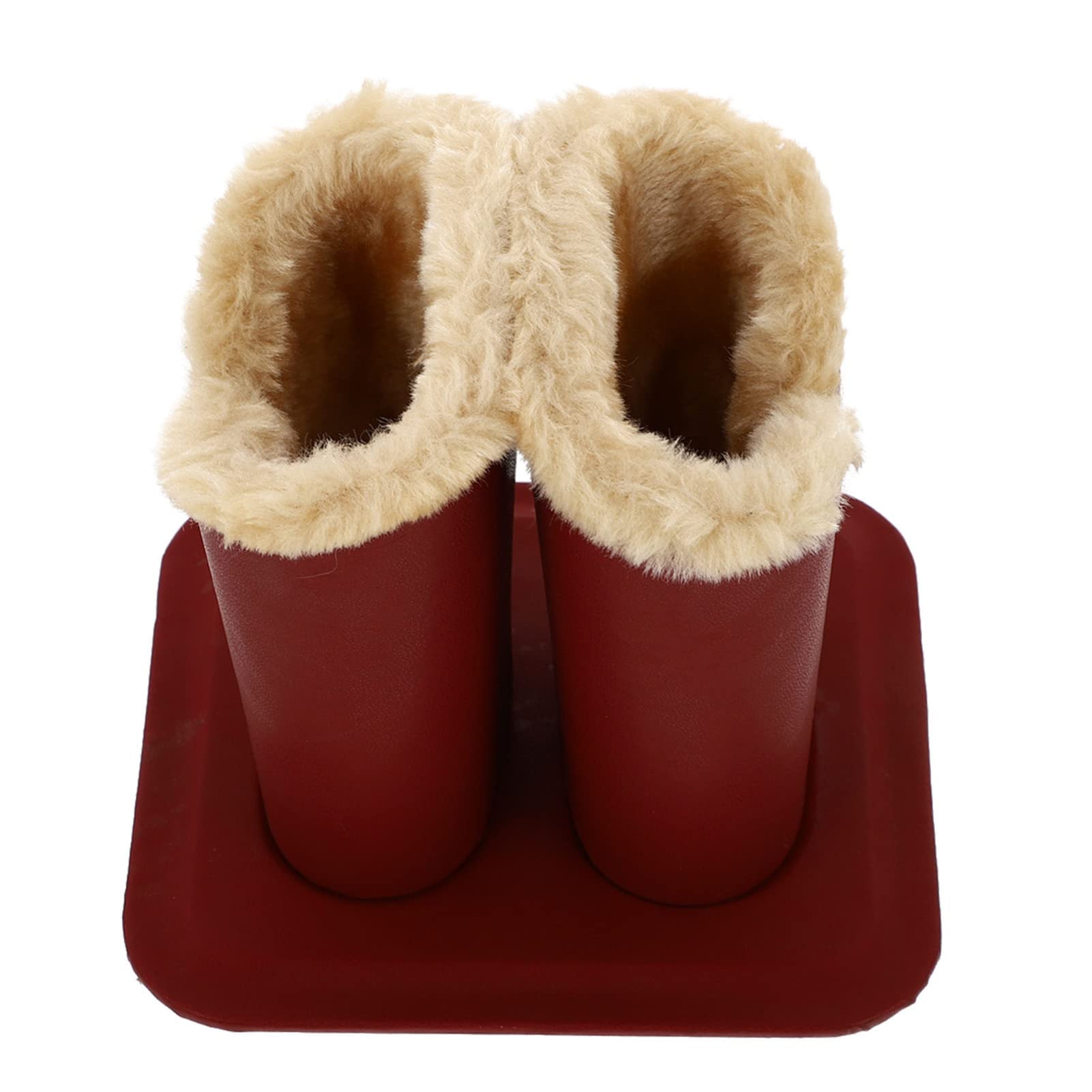 Muiltvoe Eyeglass Holder Plush Lining Double Upright Eyeglasses Holder Leather Stand Case on Nightstand Desktop Sun Stand Eyeglass Holder Stand,Dark Red,13.2X12X11.8cm