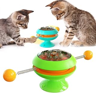 POPETPOP Cat Turntable Toy - Suction Cup Cat Toy Catnip Interactive Training Toy Catnip Wall Toy Turntable with Two Balls Cat Teasing Toy Cat Toys for Indoor Strong Sucker