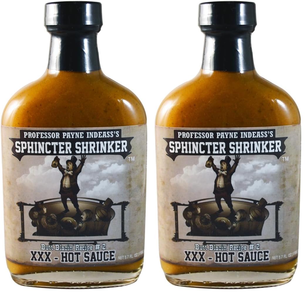 Professor Payne Indeass Sphincter Shrinker XXX Hot Sauce, 5.7 fl oz (Pack of 2)