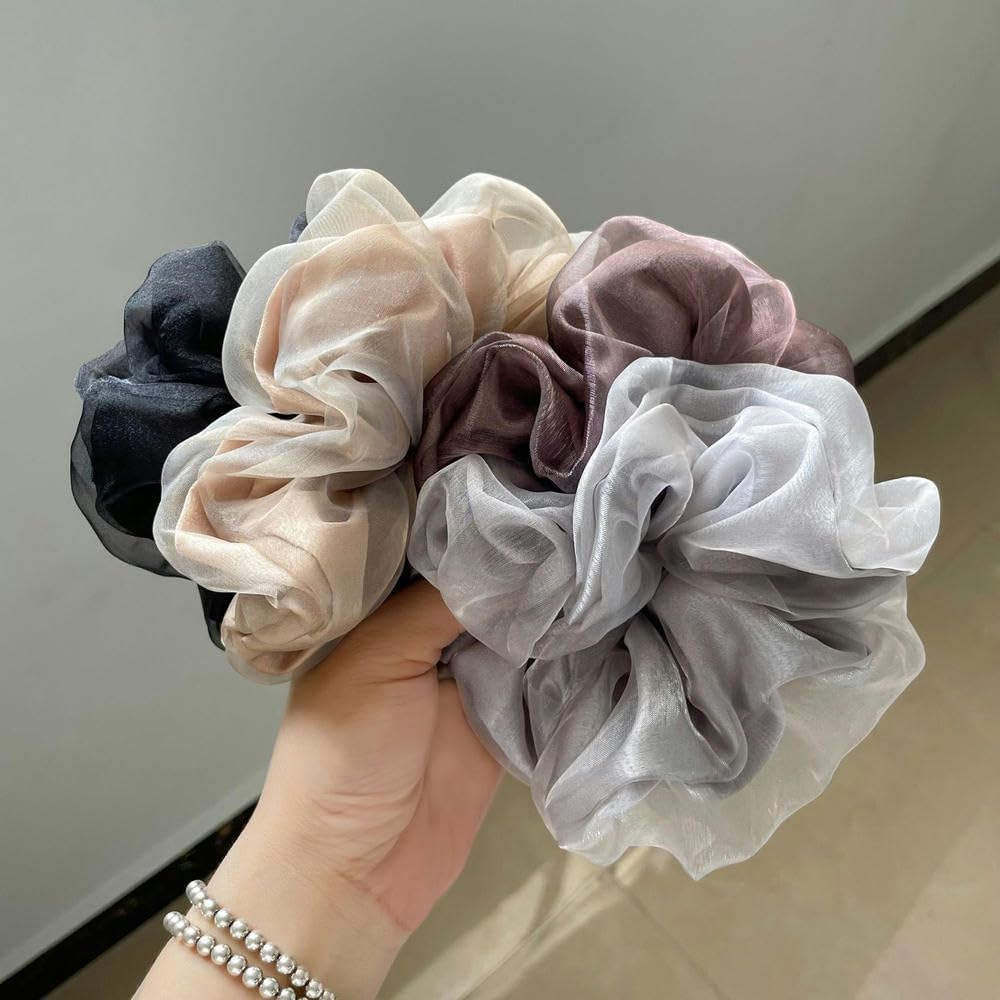 Coleteros para el cabello, lazos de satén para el pelo, lazos de seda para el pelo, anillos para trenzas, 4 unidades, color sólido, doble capa, accesorios para el cabello para mujer